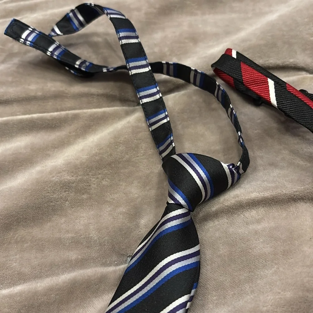 Striped pre tied Ties in Blue, Red, and Black